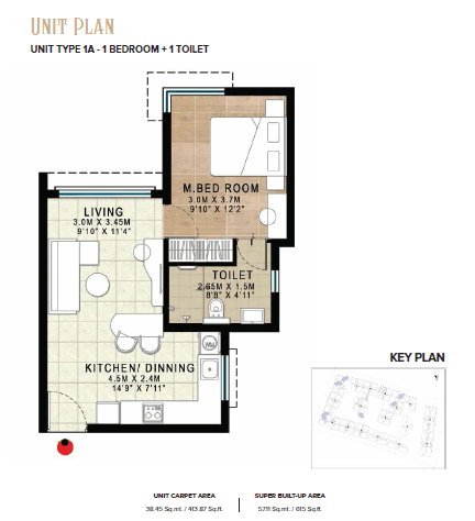 Brigade Horizon,Mysore Road,Bengaluru- 1BHK Floor Plan