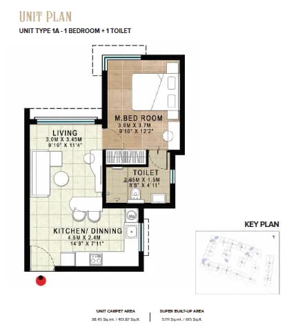 Brigade Horizon,Mysore Road,Bengaluru- 1BHK Floor Plan