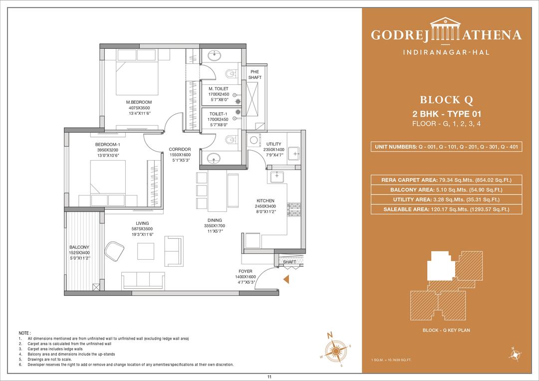 Godrej Athena,Indiranagar,Bengaluru- 2BHK Floor Plan