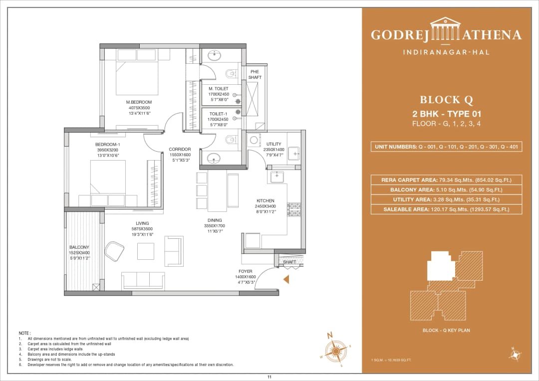 Godrej Athena,Indiranagar,Bengaluru- 2BHK Floor Plan