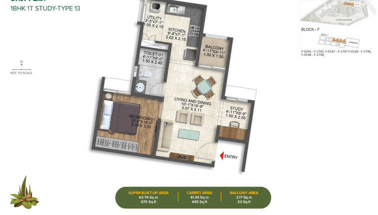 Brigade Calista,Budigere Cross,Bengaluru- 1BHK Floor Plan