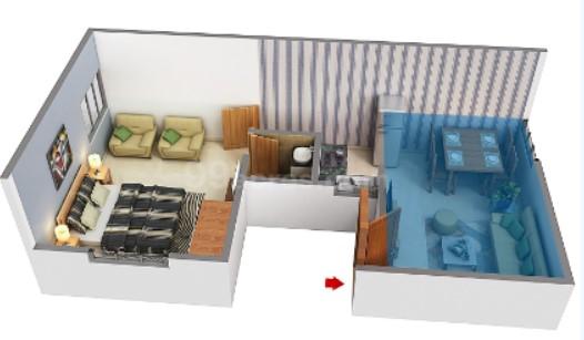 Bren Northern Lights,Jakkur,Bengaluru- 1BHK Floor Plan