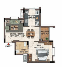 Casagrand Hazen,Bannerghatta Road,Bengaluru- 1BHK Floor Plan