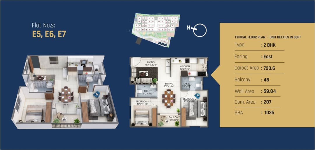 Tru Windchimes,Sarjapur Road,Bengaluru- 2BHK Floor Plan
