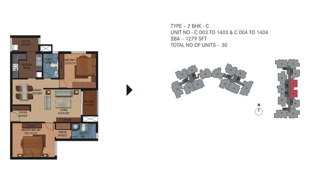 Century Breeze,Jakkur,Bengaluru- 2BHK Floor Plan