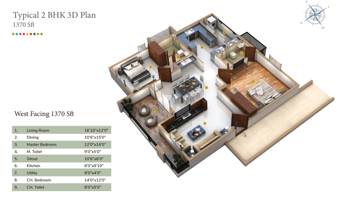 DSR RR Avenues,Yelahanka,Bengaluru- 2BHK Floor Plan