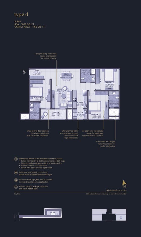 Sobha Insignia,Bellandur,Bengaluru- 3BHK Floor Plan