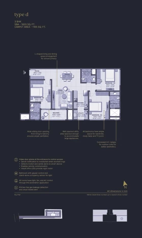 Sobha Insignia,Bellandur,Bengaluru- 3BHK Floor Plan