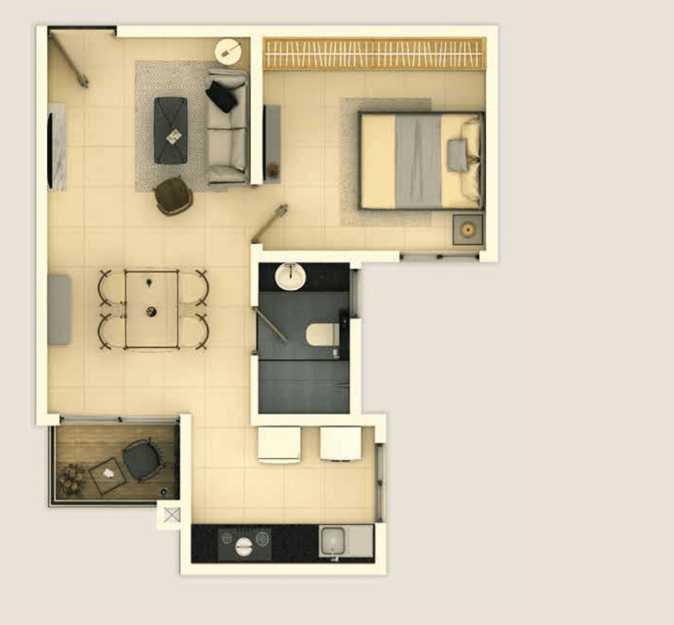 Provident Ecopolitian ,Bagalur,Bengaluru- 1BHK Floor Plan