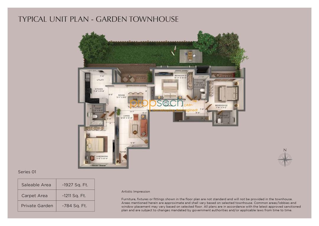 Provident Deansgate,IVC Road,Bengaluru- 3BHK Floor Plan