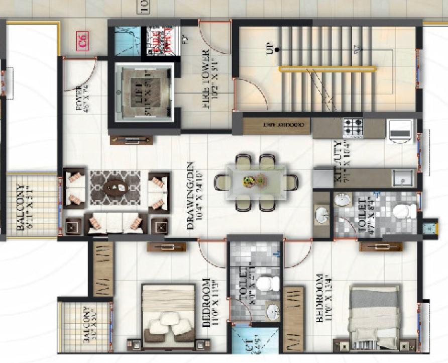 Suraksha Heritage Park,Begur,Bengaluru- 2BHK Floor Plan