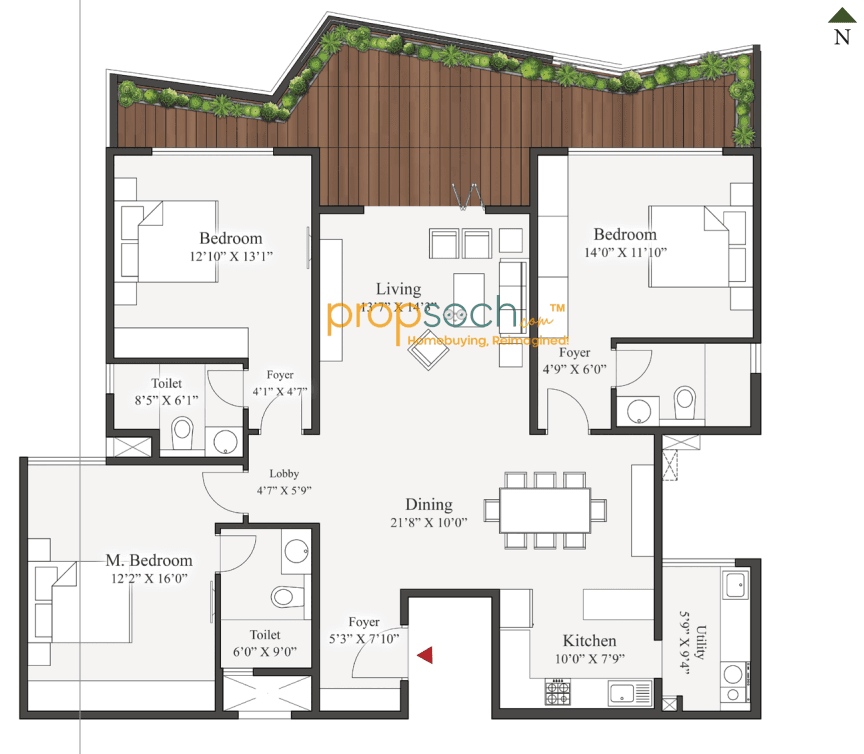 JRC wildwoods,Sarjapur Road,Bengaluru- 3BHK Floor Plan