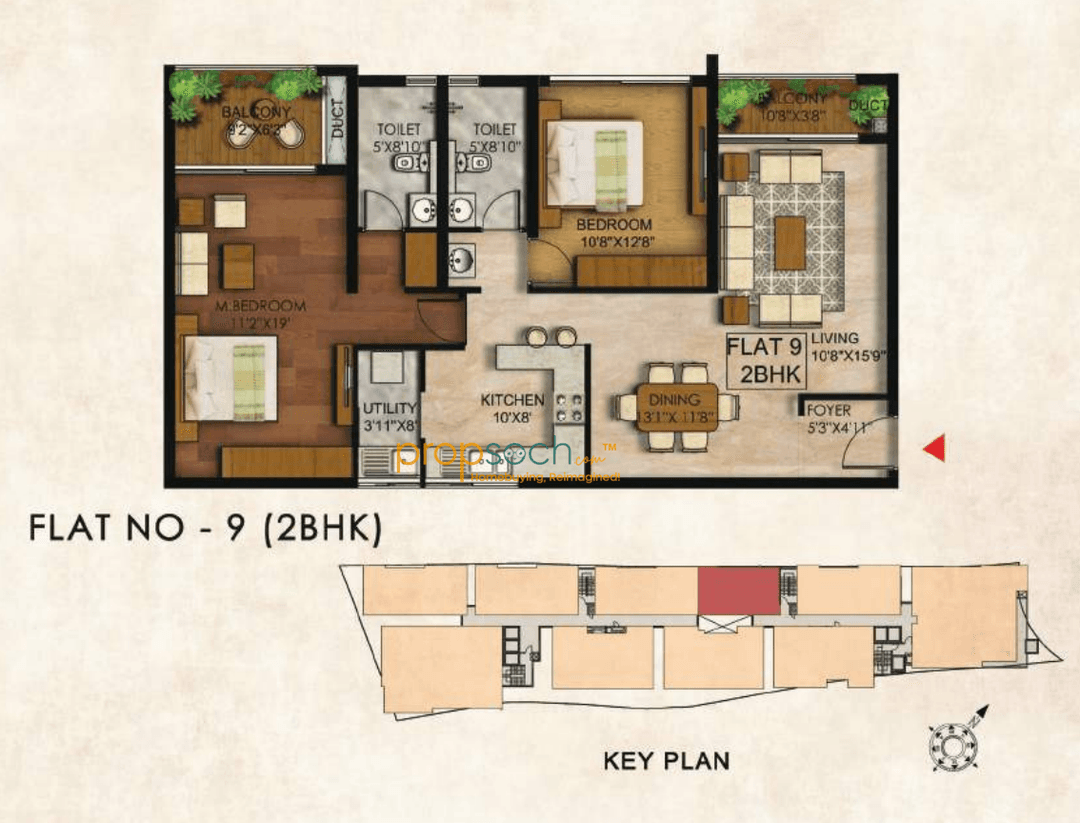 RRBC Piccassso,Jayanagar,Bengaluru- 2BHK Floor Plan