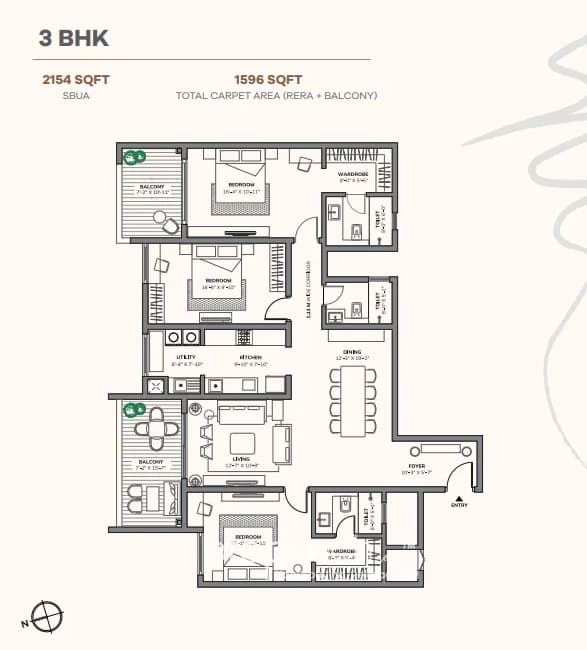 Assetz 66 & Shibui,Whitefield,Bengaluru- 3BHK Floor Plan