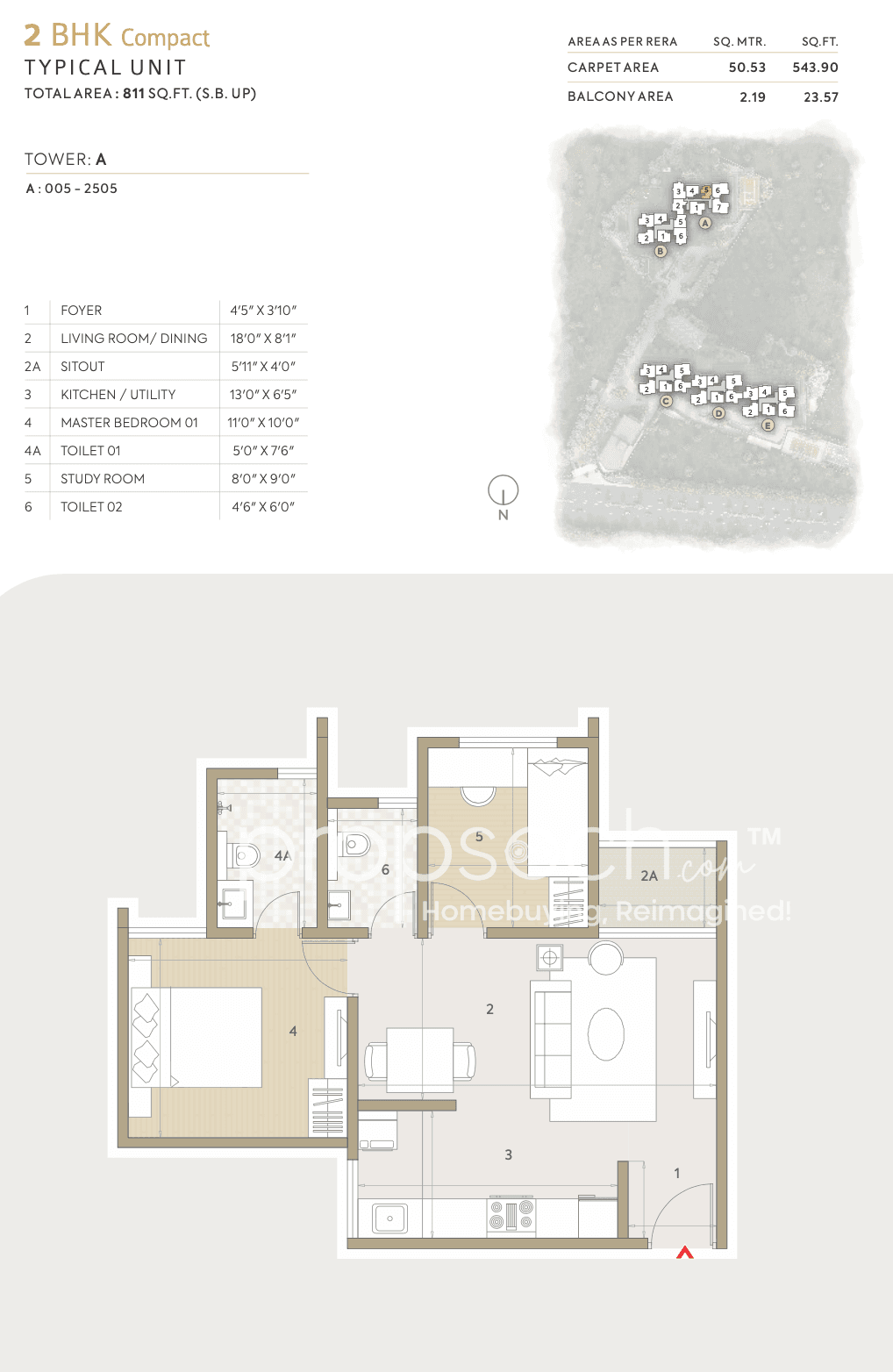 Goyal Orchid Life,Gunjur,Bengaluru- 2BHK Floor Plan