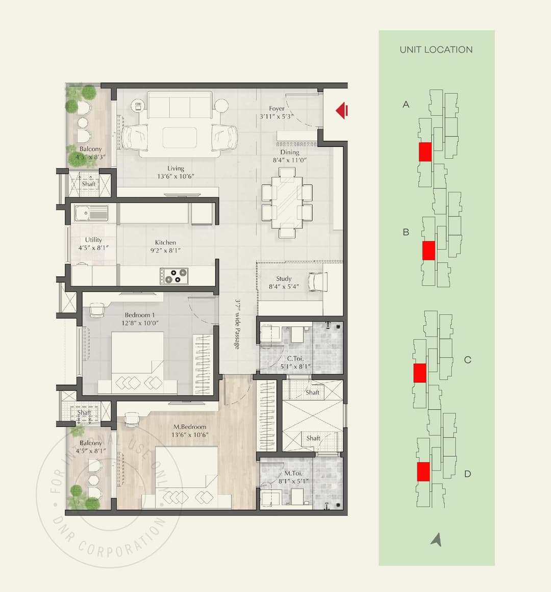 DNR Parklink Phase 2,Hennur,Bengaluru- 2BHK Floor Plan