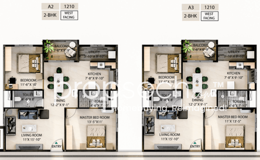 Candeur Novo Gardenia,Varthur,Bengaluru- 2BHK Floor Plan