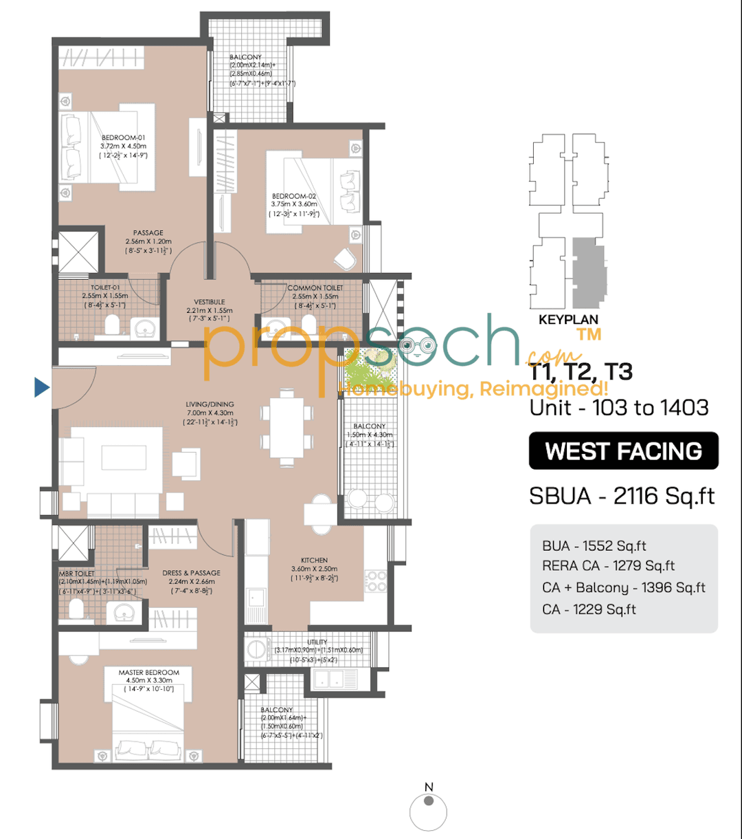 Engrace Vista,Sarjapur Road,Bengaluru- 3BHK Floor Plan