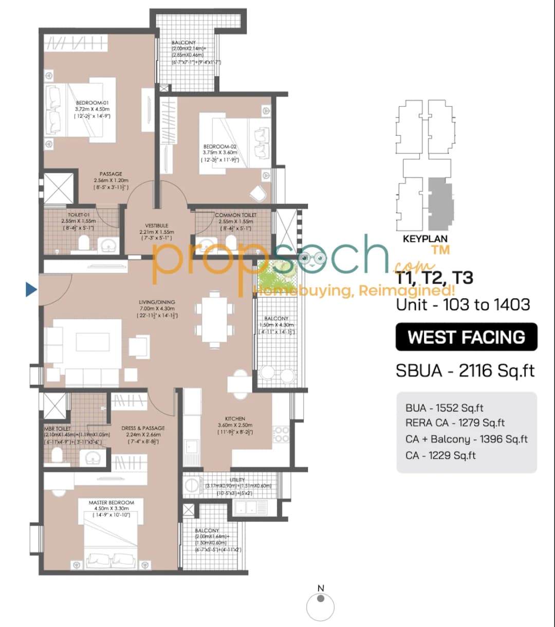 Engrace Vista,Sarjapur Road,Bengaluru- 3BHK Floor Plan