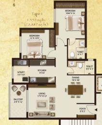 Legacy Salvador,Yelahanka,Bengaluru- 2BHK Floor Plan