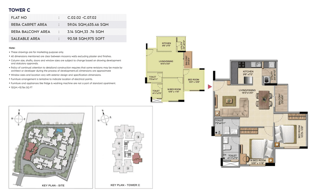 Shriram Sapphire,Bommasandra,Bengaluru- 2BHK Floor Plan