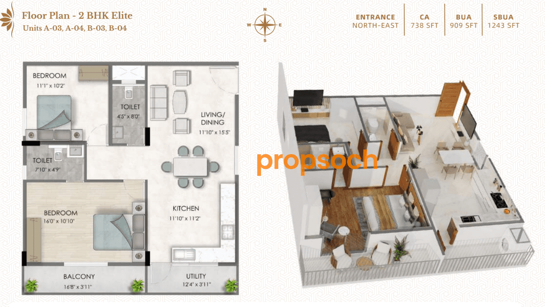 Sakura Blossom,Budigere Cross,Bengaluru- 2BHK Floor Plan