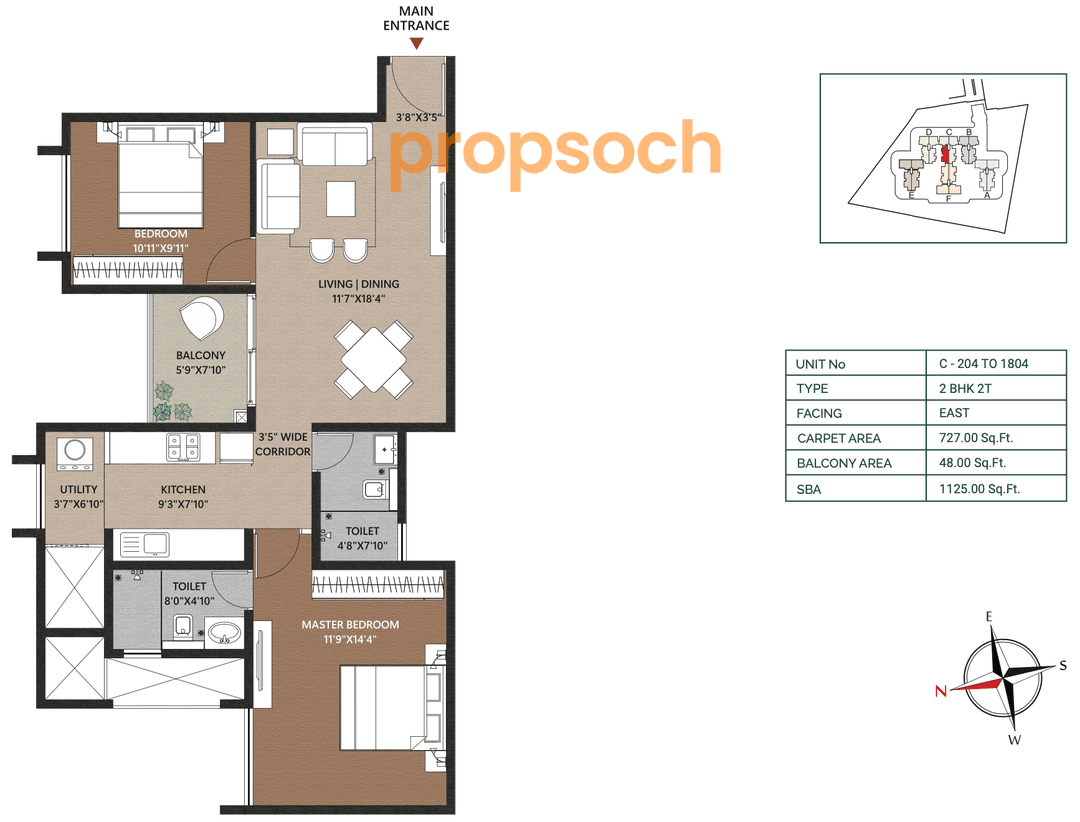 Concorde Neo,Kogilu,Bengaluru- 2BHK Floor Plan