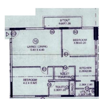 Newyork by Manjeera,Yelahanka,Bengaluru- 2BHK Floor Plan
