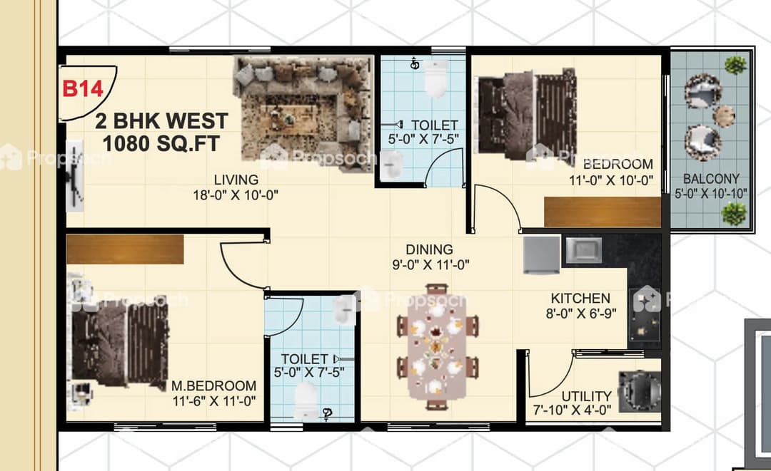 Lvs Greenwoods,Budigere Cross,Bengaluru- 2BHK Floor Plan