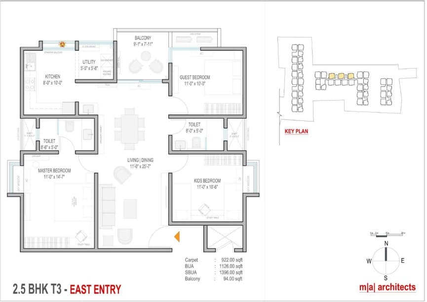 Mahendra Aarya,Bommasandra,Bengaluru- 2.5BHK Floor Plan